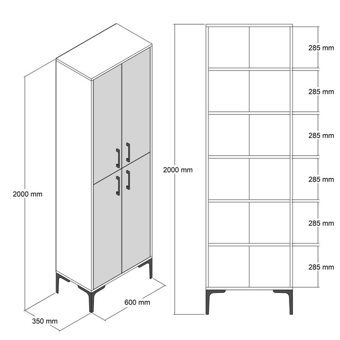 Hanah Home Berlin A Mueble Zapatero Industrial Nogal Metal 60x200x35 cm